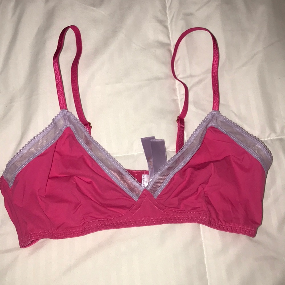 Hot pink bralette savage x fenty with purple trim